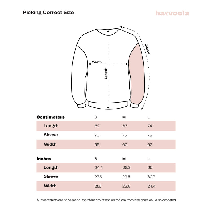 harvoola unisex sweatshirt size chart